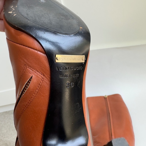 Dolce & Gabbana cognac colour leather knee high boot - Picture 2 of 8